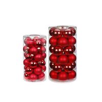 60x stuks glazen kerstballen rood mix 4 en 6 cm glans en mat - Kerstbal - thumbnail