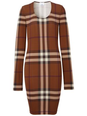 Burberry robe à carreaux - Marron