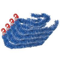 4x stuks kerstboom folie slingers/lametta guirlandes van 180 x 7 cm in de kleur blauw met sneeuw