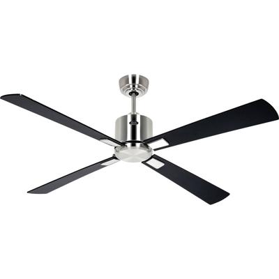 CasaFan ECO NEO III 132 BN-SW/TK WiFi Flügel Schwarz/Teak Plafondventilator 27 W (Ø x h) 132 cm x 360 mm Chroom (geborsteld) Met afstandsbediening, Timer, Met