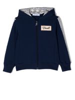 Roberto Cavalli Junior hoodie zippé à patch logo - Bleu