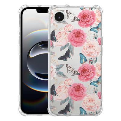 Apple iPhone 16e Hoesje - Butterfly Roses TPU Antishock