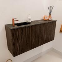 Toiletmeubel Mondiaz Joya Dlux | 90 cm | Meubelkleur Walnut | Faye wastafel Lava Wasbak Links | 1 kraangat