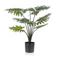 Groene Philodendron kunstplanten 60 cm met zwarte pot   - - thumbnail