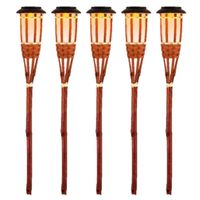 20x Oranje buiten/tuin Led fakkel Bodi solar verlichting 54 cm vlam