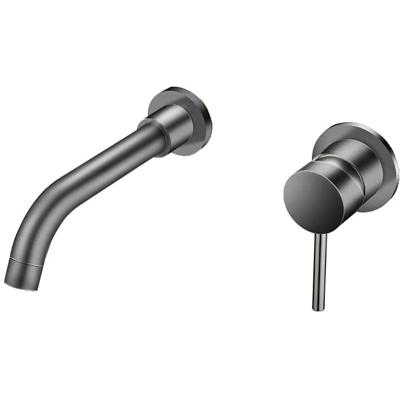 Wastafelkraan - Leoni - Inbouw - met Inbouwdeel - Waterbesparend - Gunmetal Grijs - PVD Coating
