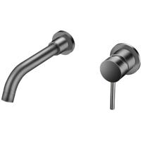 Wastafelkraan - Leoni - Inbouw - met Inbouwdeel - Waterbesparend - Gunmetal Grijs - PVD Coating