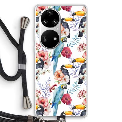 Bloemen tukan: Huawei P50 Pro Transparant Hoesje met koord