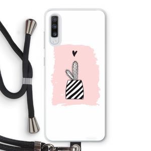 Zwart-wit cactus: Samsung Galaxy A70 Transparant Hoesje met koord