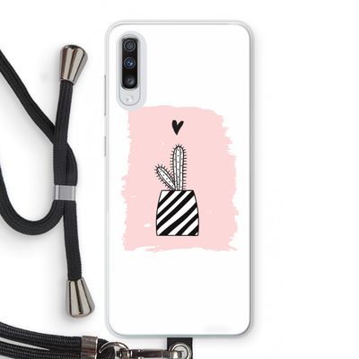 Zwart-wit cactus: Samsung Galaxy A70 Transparant Hoesje met koord