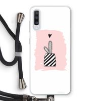 Zwart-wit cactus: Samsung Galaxy A70 Transparant Hoesje met koord