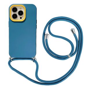 iPhone SE 2022 hoesje - Backcover - Koord - Extra valbescherming - TPU - Donkerblauw