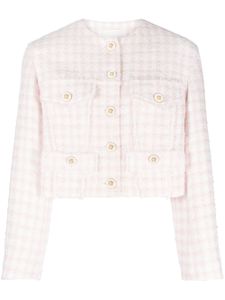 SANDRO cropped tweed button-up jacket - Rose