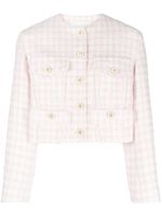 SANDRO cropped tweed button-up jacket - Rose - thumbnail