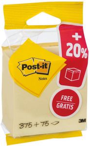 Post-it Notes kubus ft 76 x 76 mm, geel, blok van 450 vel, op blister