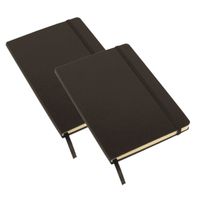 Pakket van 2x stuks luxe schoolschriften/notitieboeken A5 harde kaft gelinieerd zwart Pakket van 2x stuks luxe schoolschriften/notitieboeken A5 harde kaft gelinieerd zwart