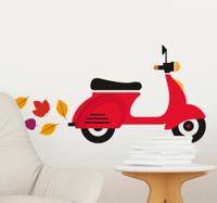 Decoratiesticker Scooter met Herfstblad Decoratiesticker Scooter met Herfstblad