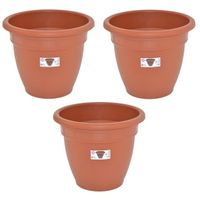 Set van 3x stuks terra cotta kleur ronde plantenpot/bloempot kunststof diameter 35 cm - thumbnail