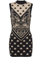 Balmain robe courte à motif étoile en intarsia - Noir