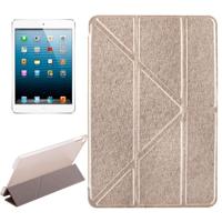 Transformers stijl zijde textuur horizontale Flip effen kleur lederen draagtas met houder voor iPad mini 2019 (goud)