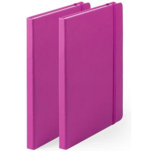 Luxe schriften/notitieboekje met elastiek - 2x - A5 - roze - 100x blanco paginas - opschrijfboekjes