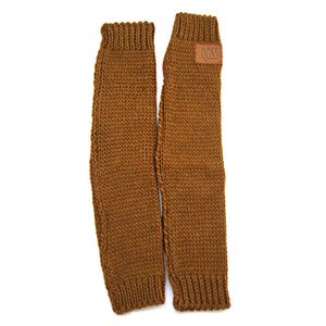 Qoss Wollen Handwarmers Caramel Incl. Broche Goud/Okergeel