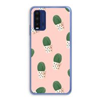 Cactusprint roze: Xiaomi Redmi 9T Transparant Hoesje