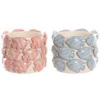 Grondlegger Home ESPRIT Blauw Koraal Keramisch Mediterrane 18 x 18 x 15 cm (2 Stuks)