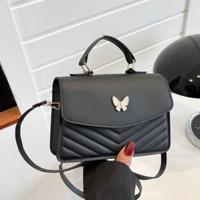 Bon&Bon White PU Leather Bowknot Flap Square Crossbody Shoulder Bag Black