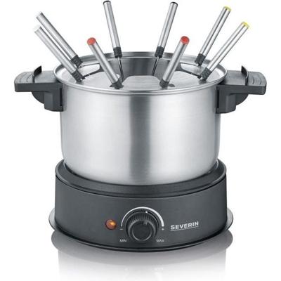 SEVERIN FO2473 Elektrische fondue 8 personen met uitneembare RVS pan, Inbegrepen: Spatscherm en 8 vorken
