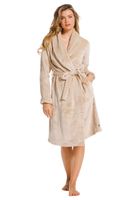 Beige badjas dames - fleece - 110cm-(44-46) L - thumbnail