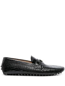 Roberto Cavalli mocassins en cuir à effet peau de crocodile embossé - Noir
