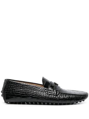 Roberto Cavalli mocassins en cuir à effet peau de crocodile embossé - Noir