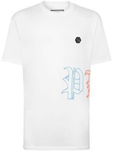 Philipp Plein logo-embroidered cotton T-shirt - Blanc