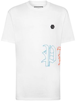 Philipp Plein t-shirt en coton à logo brodé - Blanc