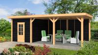 Tuindeco Twello buitenverblijf 794x400 cm - geschaafd douglas - zwart gespoten - Bouwpakket- Plat dak- Onbehandeld lariks Douglas hout- Tuindeco