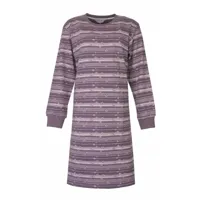 Tenderness fleece dames nachthemd lange mouw - Purple Flower - Paarse warme winter nachtjapon