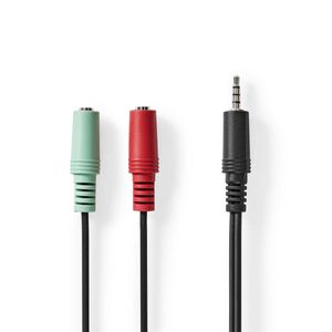 Nedis Stereo-Audiokabel | 3,5 mm Male naar 2x 3,5 mm Female | 0.2 m | 1 stuks - CAGB22150BK02 CAGB22150BK02