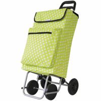 Boodschappentrolley vierkant - groen/wit - 48 liter - aluminium frame - met vriesvak - thumbnail