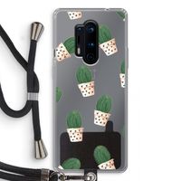 Cactusprint roze: OnePlus 8 Pro Transparant Hoesje met koord
