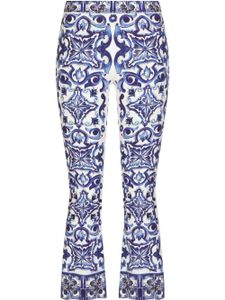 Dolce & Gabbana pantalon évasé à imprimé Majolica - Bleu