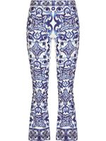 Dolce & Gabbana pantalon évasé à imprimé Majolica - Bleu - thumbnail