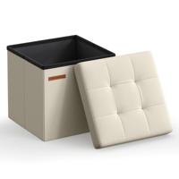 Opvouwbare bank van 30 cm met opbergruimte, Crèmewit