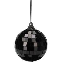 Christmas Decorations Disco kerstbal - zwart - 6 cm - kunststof en glas - discobol - spiegel