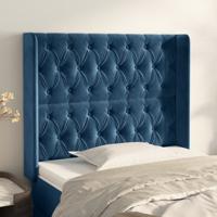 Hoofdbord met randen 93x16x118/128 cm fluweel donkerblauw