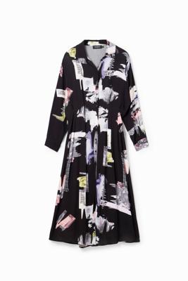 Midi-blousejurk - BLACK - XS