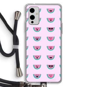 Smiley watermeloenprint: OnePlus 9 Transparant Hoesje met koord
