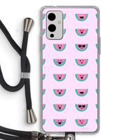 Smiley watermeloenprint: OnePlus 9 Transparant Hoesje met koord