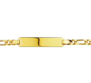TFT Graveerarmband Figaro Plaat 6,0 Mm Geelgoud