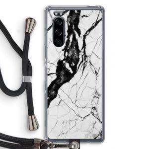 Witte marmer 2: Sony Xperia 5 Transparant Hoesje met koord